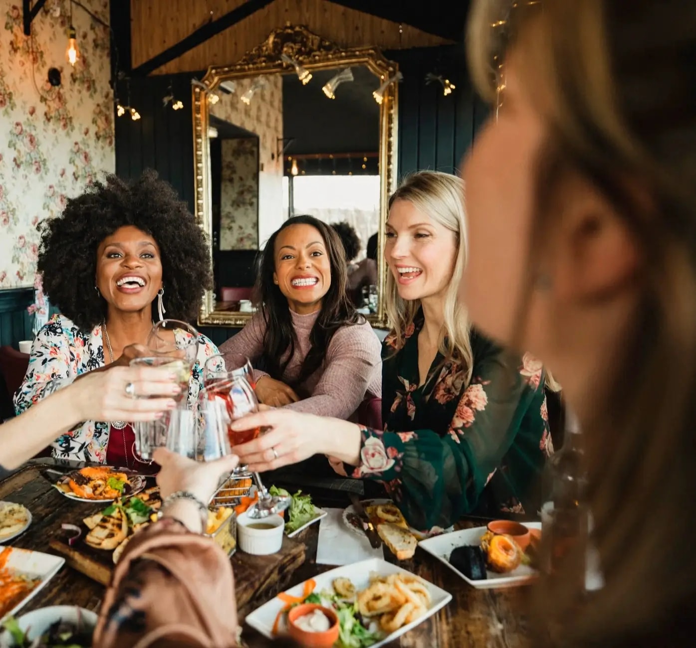 Guests dining at a busy restaurant