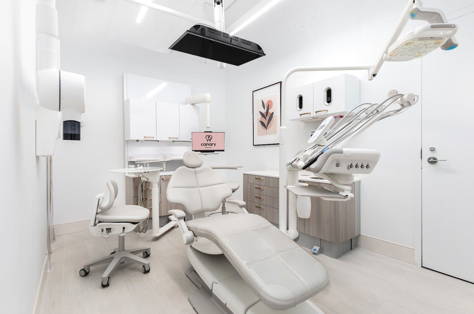 Canary Dental team reviewing patient feedback and Google reviews together at the front desk